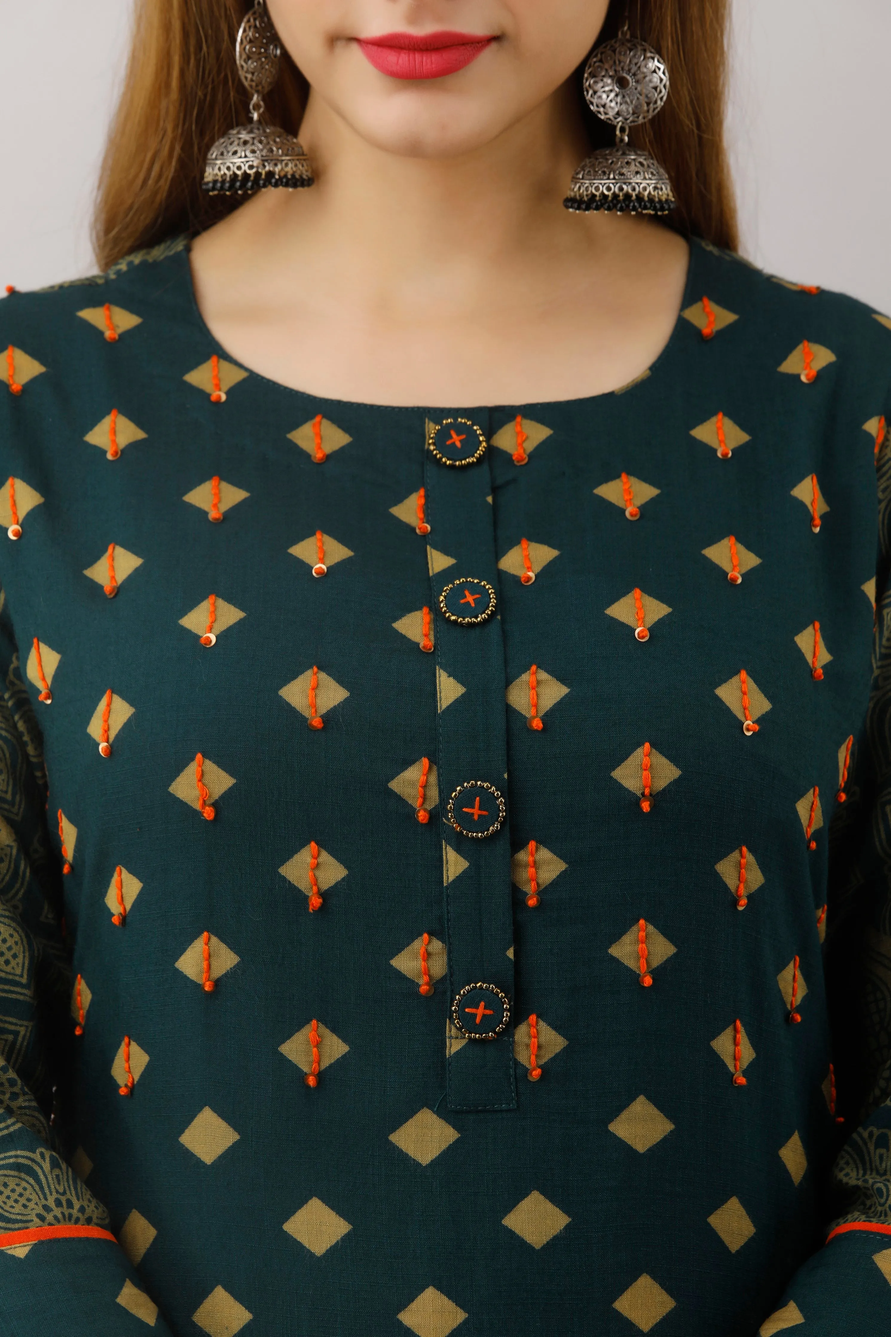 Teal Color Rayon Straight Womens Kurta