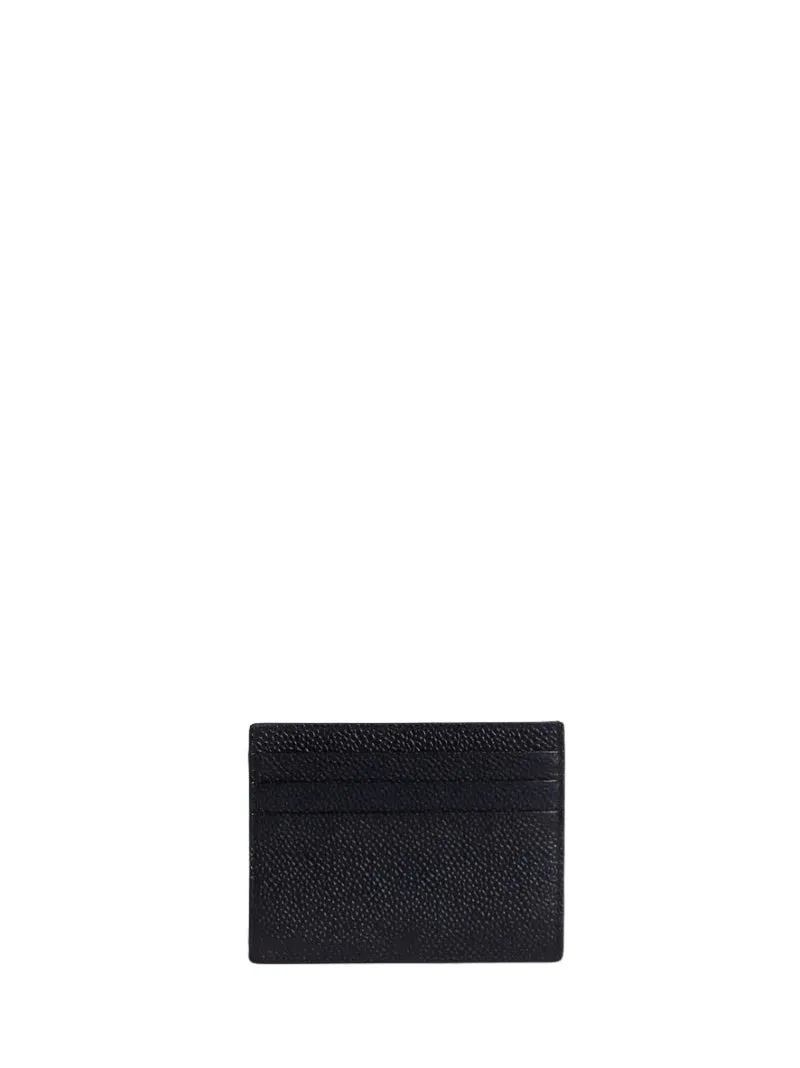 Thom Browne Card Holder With Note Compartment In Black Pebble Grain