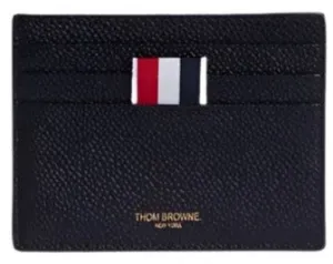 Thom Browne Card Holder With Note Compartment In Black Pebble Grain