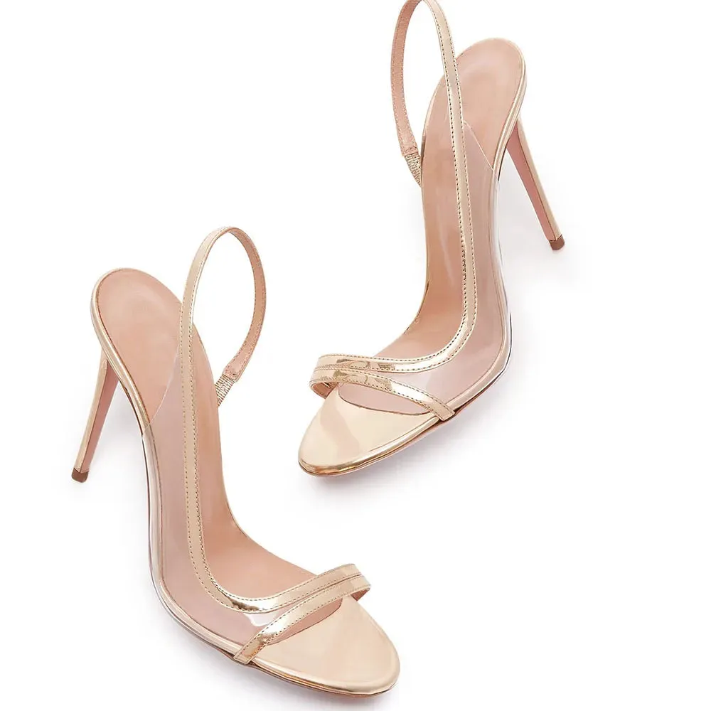 Trend4us Women's Luxury Clear Metallic Slingback Stiletto Sandals