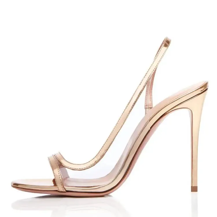 Trend4us Women's Luxury Clear Metallic Slingback Stiletto Sandals