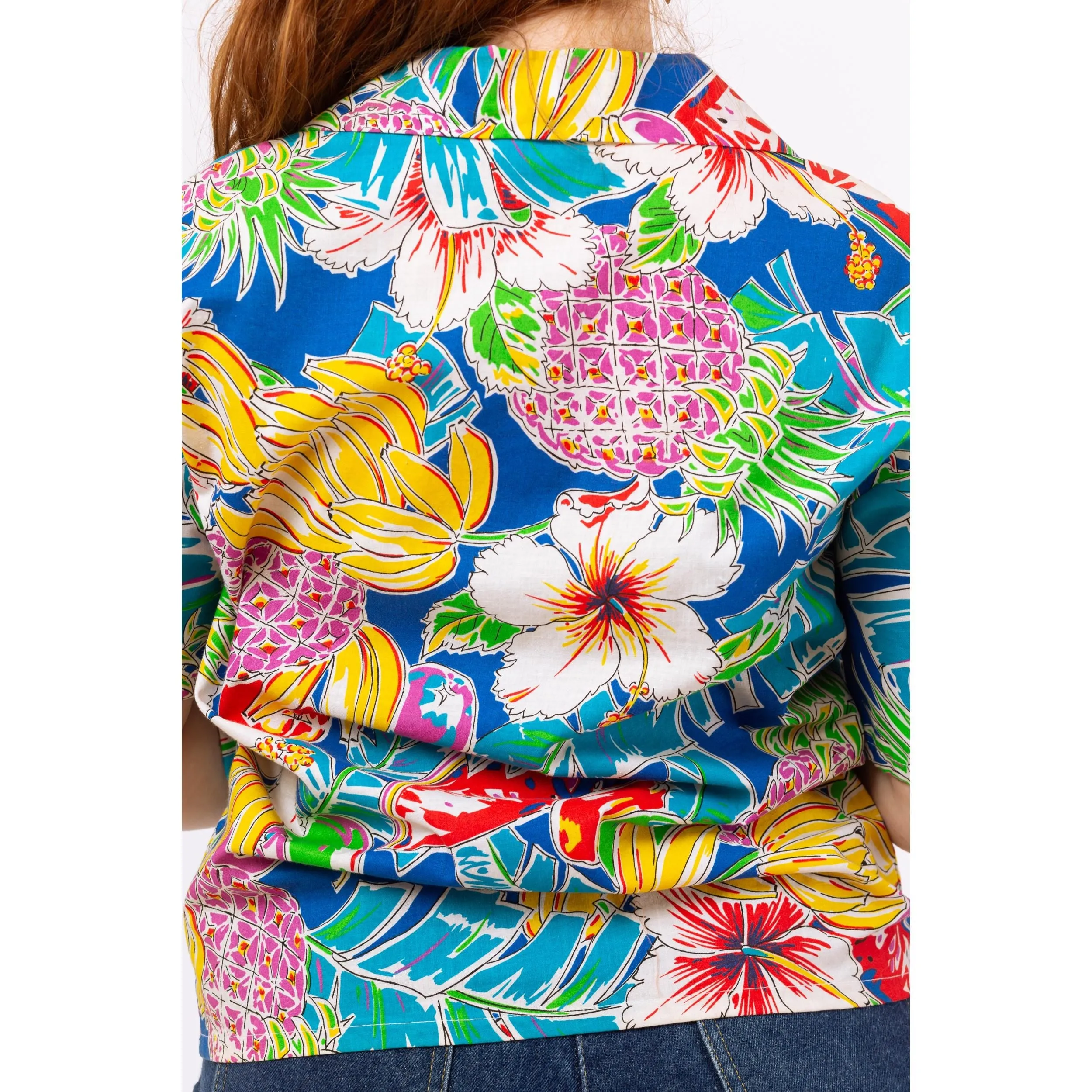 Vintage 80s Tropical Fruit Print Hawaiian Shirt - Men’s Medium
