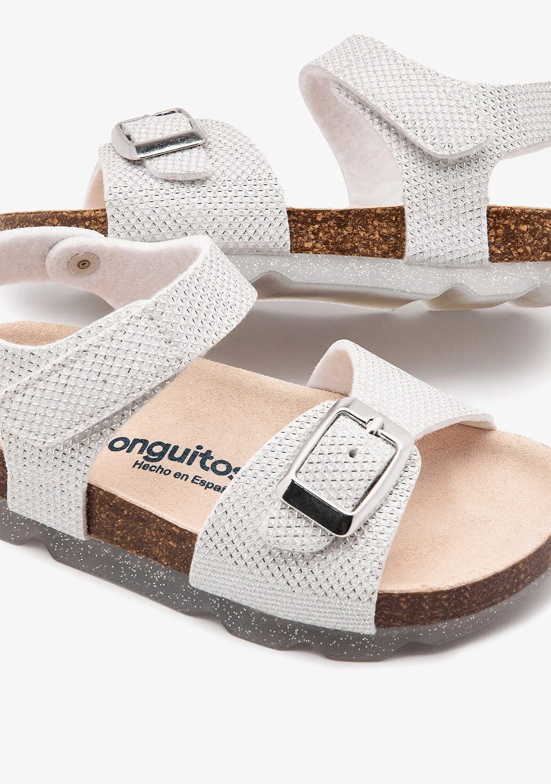 White Bio Texture Sandals