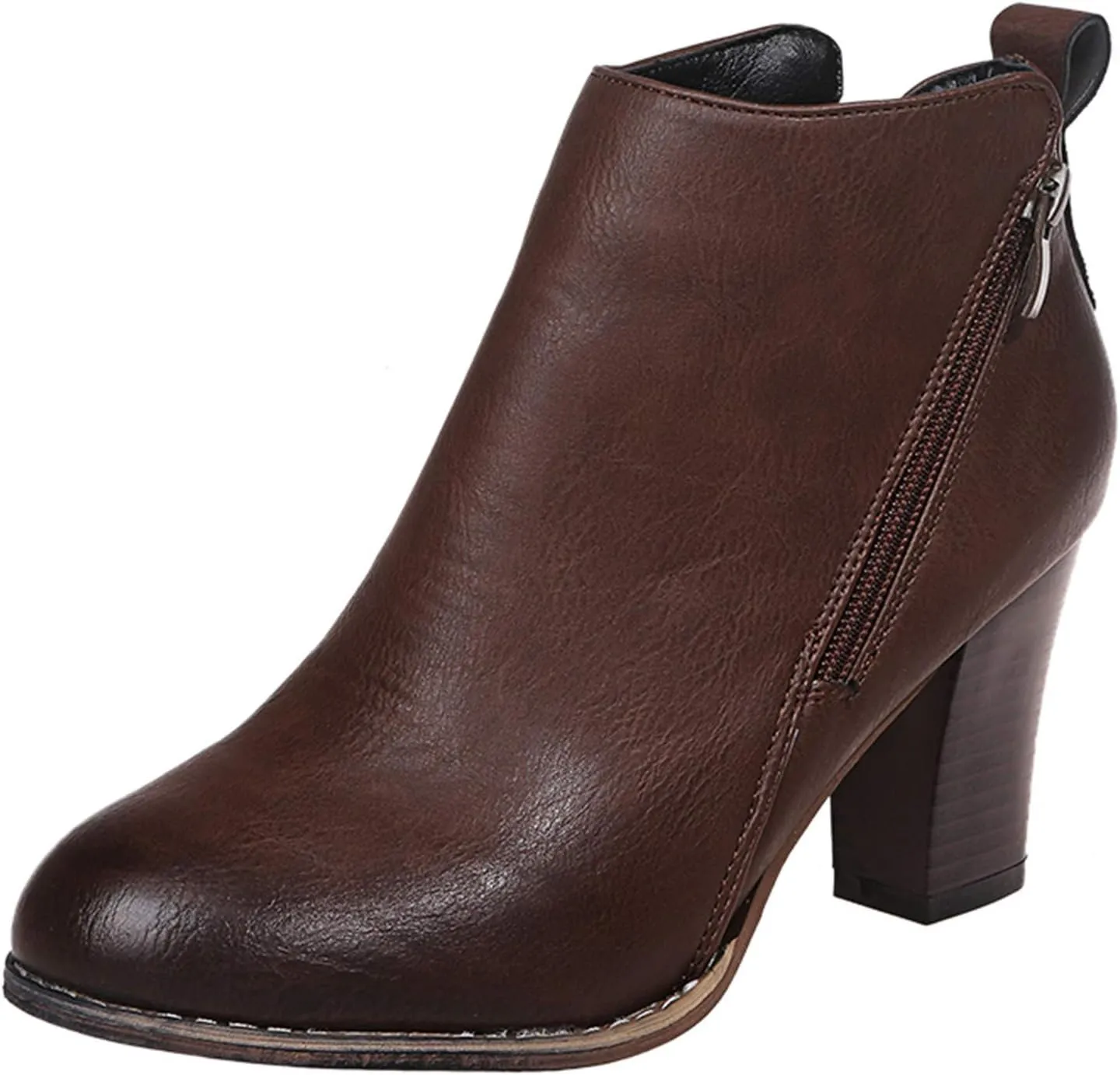 Women's Ankle Boots & Booties Booties for Women 2024 with Heel Black Leather Boots Men Ankle Bootie for Women Low Heel Solid Color Comfy Casual Daily Deals