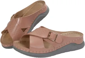 Womens Slide Sandals with Arch Support Dressy Summer Flat Arch Support Fashion Orthotic Slides for Plantar Fasciitis