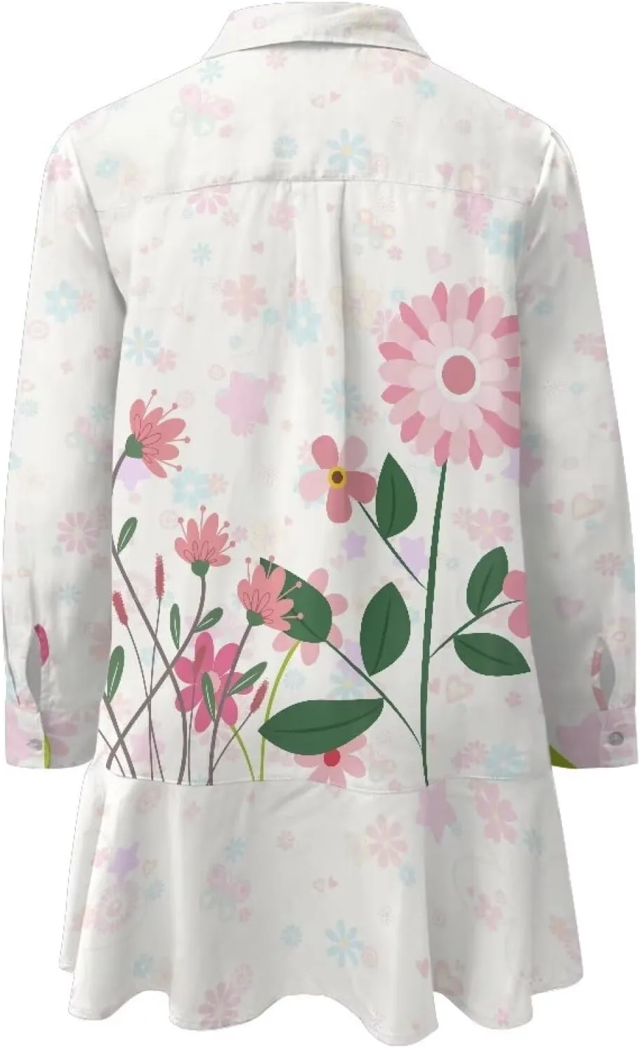 Youngerbaby Breast Cancer Awareness Shirt Dress for Women Long Sleeve V Neck Dresses Ruffle Hem Dress S-2XL